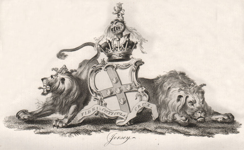 JERSEY. Coat of Arms. Heraldry 1790 old antique vintage print picture